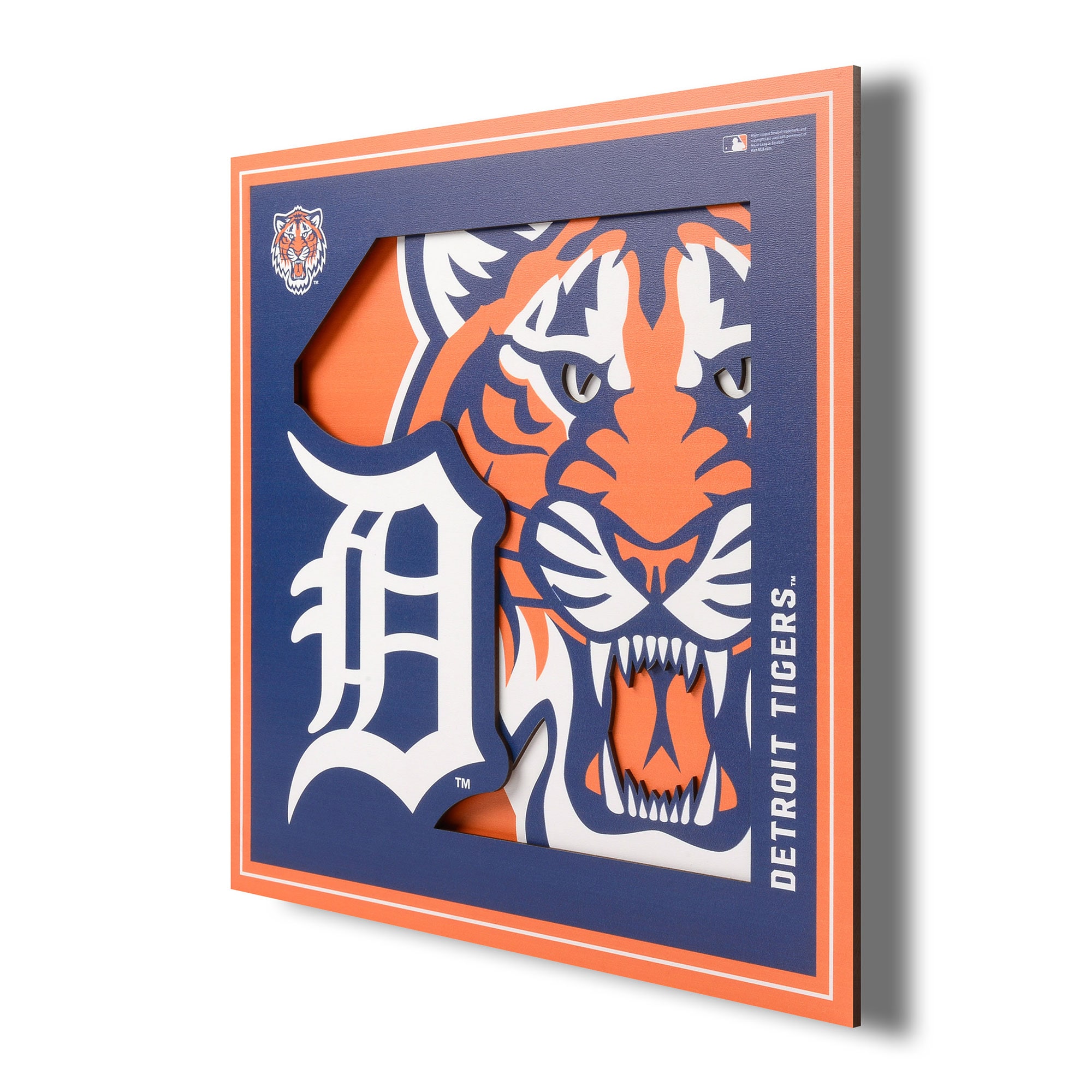 Detroit Tigers 12'' x 12'' 3D Logo Wall Art